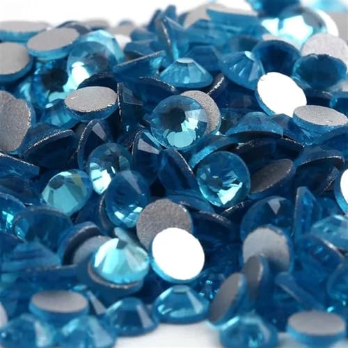 Hotfix Pedrería Cristal sin fijación por calor, diamantes de imitación, Strass cristal superbrillante, decoración artística uñas 3D, ropa vestir DIY(Aquamarine,Ss3 1440pcs)