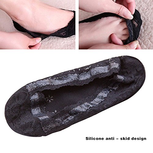 6 Pairs Lace Socks Fashion Liner No Show Socks Lace Non Slip Socks Womens Thin Low Cut Casual Socks3