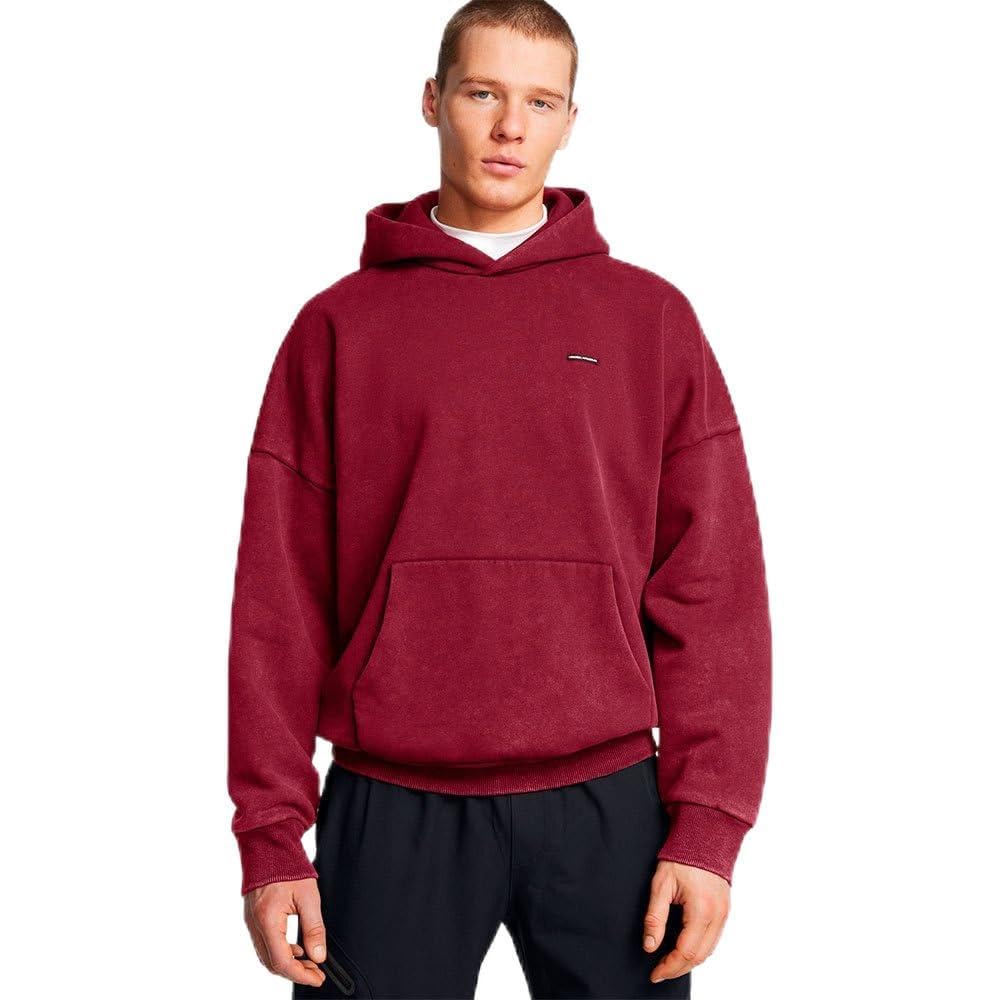 Under Armour Icon Heavyweight Fleece Wash Oversized Hoodie XS red
