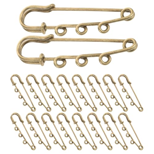 iplusmile Épingles de Sûreté Grand Tête 20 en Alliage Or à 3 Trous Décoratives et Sécurisant Foulards, Broches Stylées pour Création et Couture