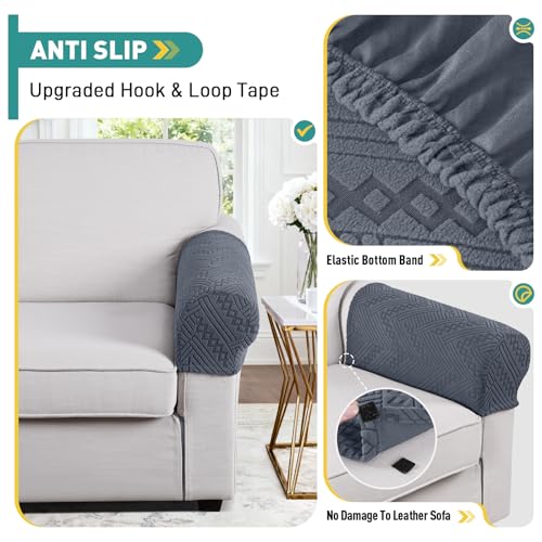 Ruaozz Couch Cushion Covers for Sectional Sofa Stretch Seat Cushion Covers Washable Sofa Slipcovers for L Shaped Soft Furniture Protector Pet Friendly (2 PC Armrest Cover, Grey) — view 5