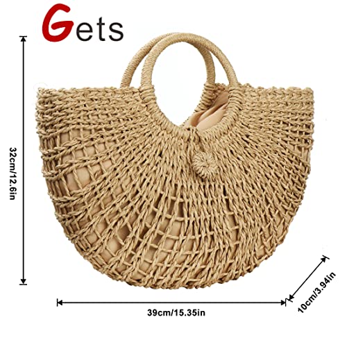 Bolso Tote de Ratán Tejido a Mano para Mujer miniatura 4