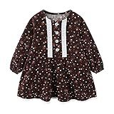 Picture of Mud Kingdom Big Girl Long Sleeve Floral Dress Corduroy Lace Brown Size 7