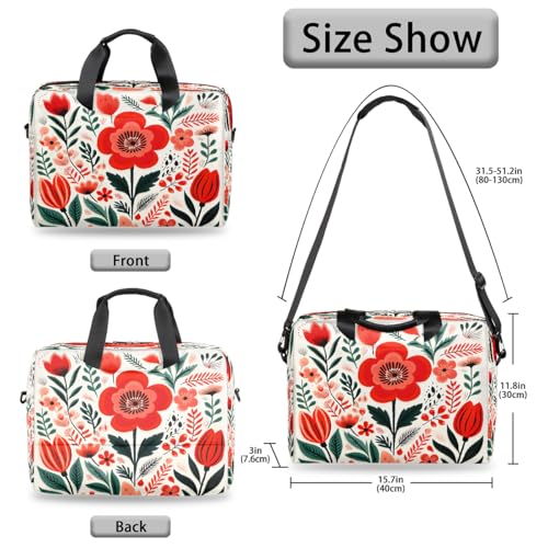 Maletín para laptop flores tulipán rojo 15.6-16" miniatura 6