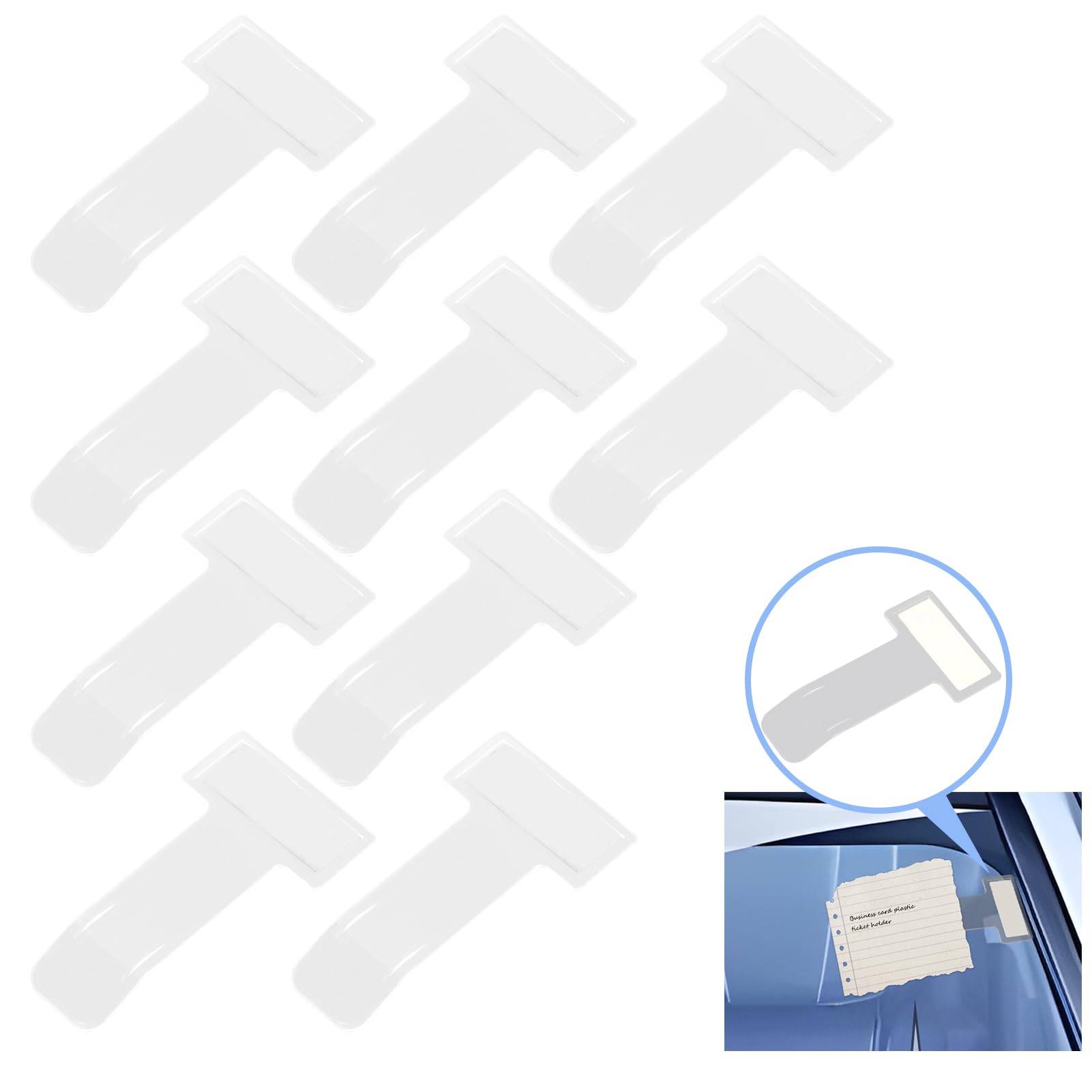 10 Unidades Porta para Auto, Clip Transparente de Parabrisas Coche, Portadocumentos para Auto, Soporte de Tickets para Coche, Pinza Adhesiva para Ticket Parking, Car Ticket Holder