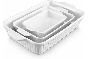 Large Versatile White Baking Dish Set for Oven Use