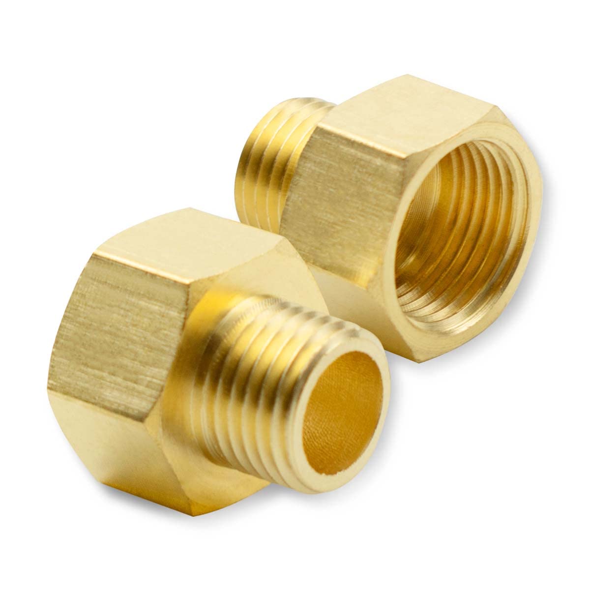 Bwintech2 Pcs 3/4" Female to 1/2" Male BSP Thread Brass Hex Bushing Reducing Connector for Pipe Connecting Conversion