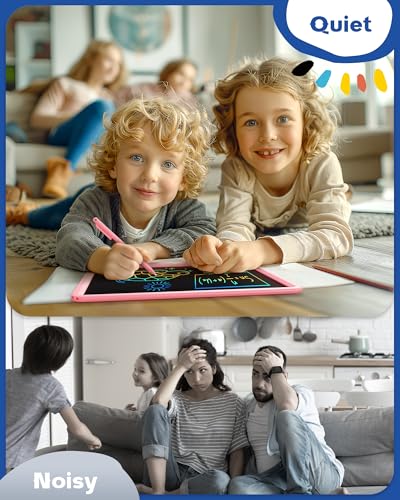 Image of Bravokids 12 Inch LCD Writing Tablet for 3 Year Olds - Electronic Drawing Pad and Doodle Board as Educational Birthday Gifts for Girls and Boys (Pink)