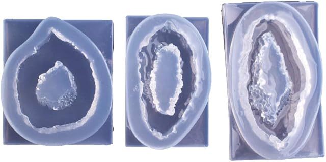 3Pcs Crystal Cluster Hole Mold Crystal Pendant Transparent Epoxy Silicone Mold for DIY Jewelry, Bookmarks, Handicrafts
