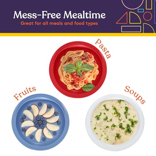 Special Supplies Adaptive Spill-Proof Scoop Plates- Dishes with Wall for Disabled, Elderly Adults with Special Needs from Parkinson's, Dementia, Tremors- 3 Pack (White, Blue, Red) - Image 5