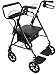 ProBasics Aluminum Rollator Walker with Seat - Transport Chair Rolling Walker with 6-inch Wheels, Foldable - Padded Seat and Backrest, Height Adjustable Handles, 250 Pound Weight Capacity, Blue