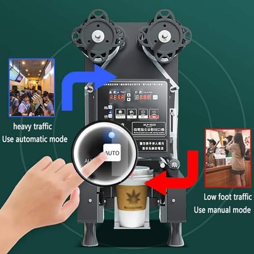 Maszyna do uszczelniania kubków do herbaty bąbelkowej - w pełni automatyczna z panelem LCD, wysoka wydajność 500-700 filiżanek na godzinę, idealna do sklepów z herbatą i kawiarni