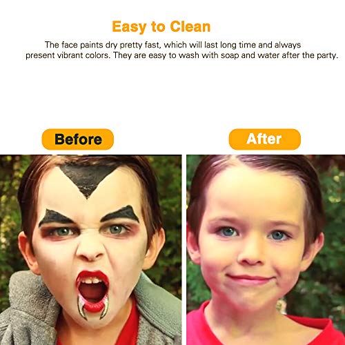 Loijon Kit de Pintura de Rosto 18 Cores Lavável à Base de Água Pintura Corporal Com 2 Pincéis Paleta