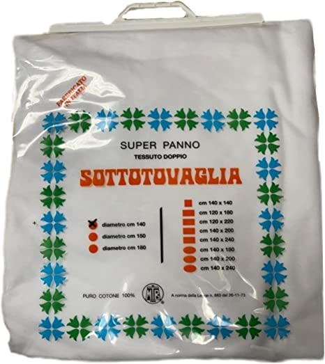 Generico PDA Copritavolo In Mollettone Doppio B In Cotone – 100% Cotone – Bianco (Rettangolare 140x240 per tavolo 110x200)