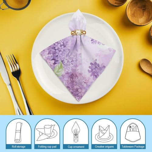 Servilletas de tela con flores lilas en pack de 2 miniatura 7