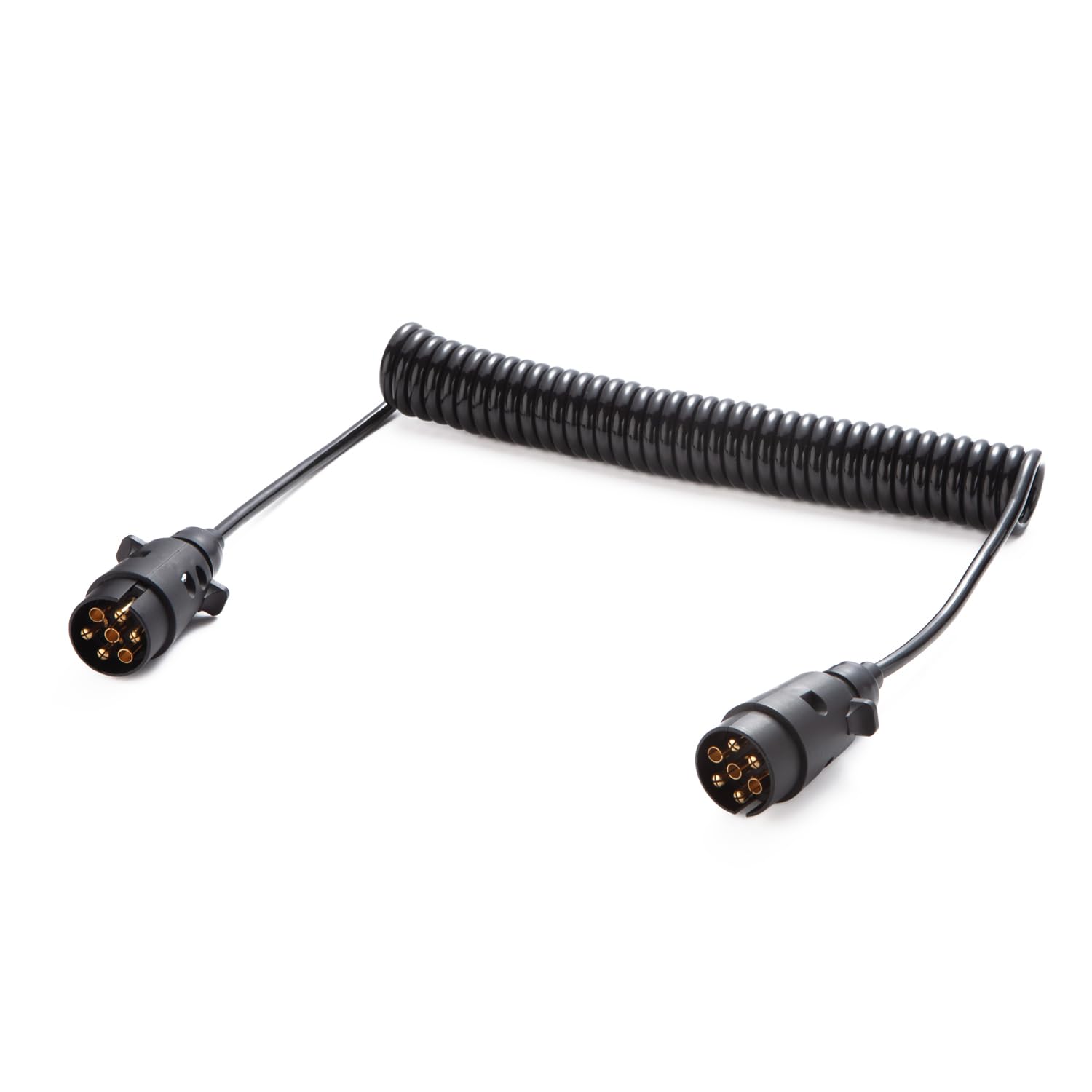 4,7m Cavo Rimorchio 7 Poli, Spiral Cavo Rimorchio 12V/24V, con Spina Rimorchio 7 Poli, per Camion RV Auto Rimorchio Portabiciclette Yacht