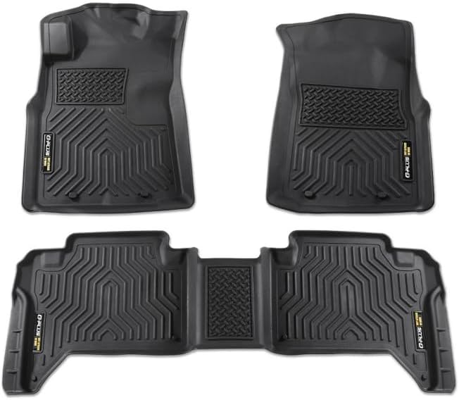 G-PLUS Floor Mats Compatible with 2005-2015 Toyota Tacoma Double Cab, Cargo Liners Black All Weather Full Cover Protection 1st & 2nd Row TPE Floor Liner