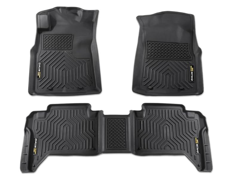 G-PLUS Floor Mats Compatible with 2005-2015 Toyota Tacoma Double Cab, Cargo Liners Black All Weather Full Cover Protection 1st & 2nd Row TPE Floor Liner