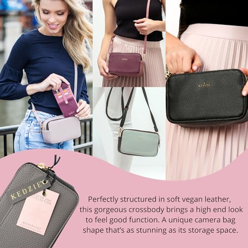 KEDZIE Color Pop Modernist Vegan Leather Crossbody Shoulder Compact Camera Shape Bag For Women With Adjustable Strap 5