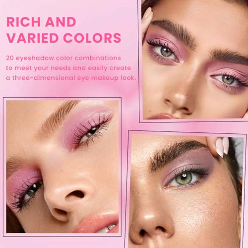Image of SUAKE Nude Pink Eyeshadow Palette, Matte & Shimmer, High Pigmented 20 Colors Brown Purple Eye Shadow Primers for Eye Makeup, Korean Powder Palet de sombras de ojos (01#-NUDE-20 COLORS)