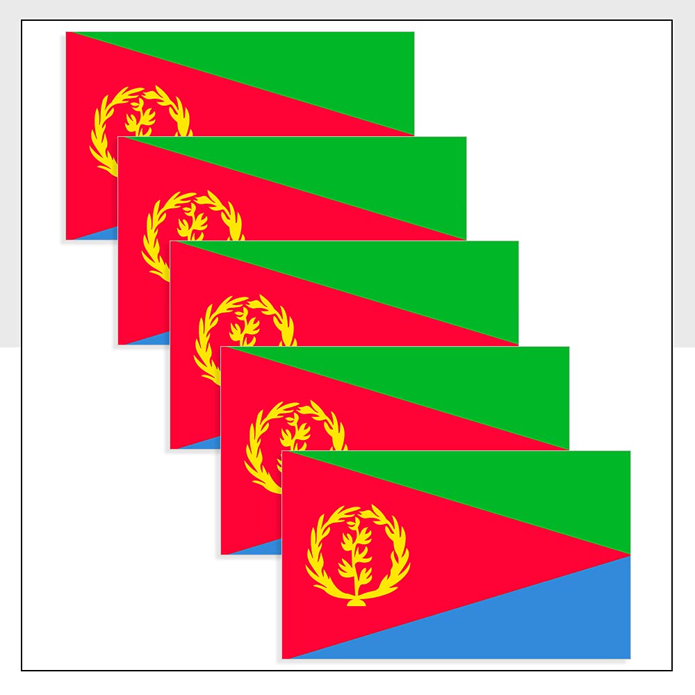 Packwith Eritrea Flag Bumper Sticker Pack Of 5 (60 X 36Mm) Eri Labels For Car Laptop Van Fridge Helmet P1176