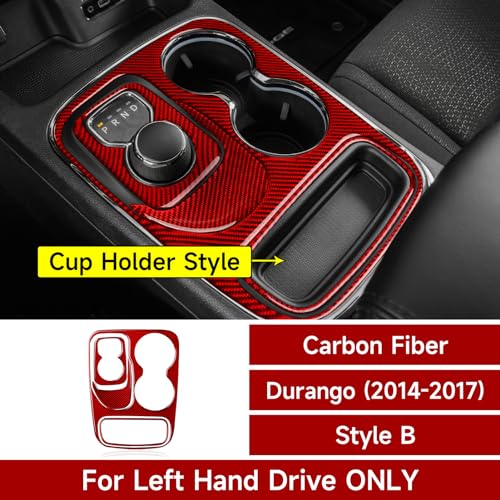 Image of Gear Shift Panel Decals for 2014 2015 2016 2017 Dodge Durango Accessories Carbon Fiber Stickers, Cup Holder Style