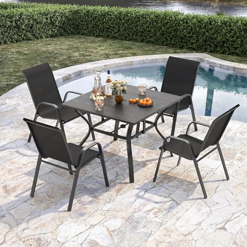 Image of Outdoor Patio Chairs Set of 8 Stackable Dining Chairs All-Weather Textilene Furniture Set for Pool Deck, Backyard, Garden