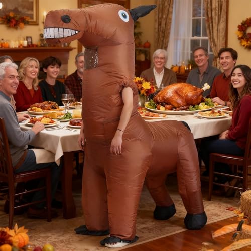 Costume cheval gonflable avec ventilateur déguisement adulte