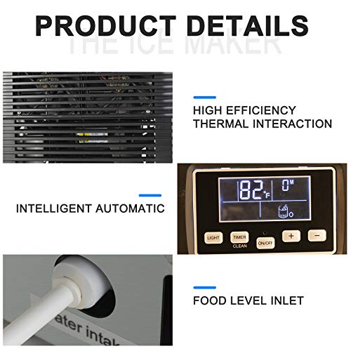 KUPPET Commercial Ice Maker, Freestanding Automatic Portable Ice Cube Machine, for Restaurants