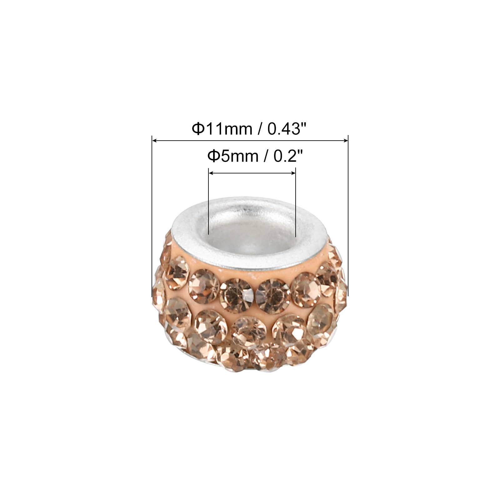 PATIKIL 5mm Hole Rhinestone European Spacer Beads for Jewelry Making 60 Pack Crystal Clay Polymer Beads Craft Supplies for Craft Decor Chain Bracelets DIY Champagne - Image 2
