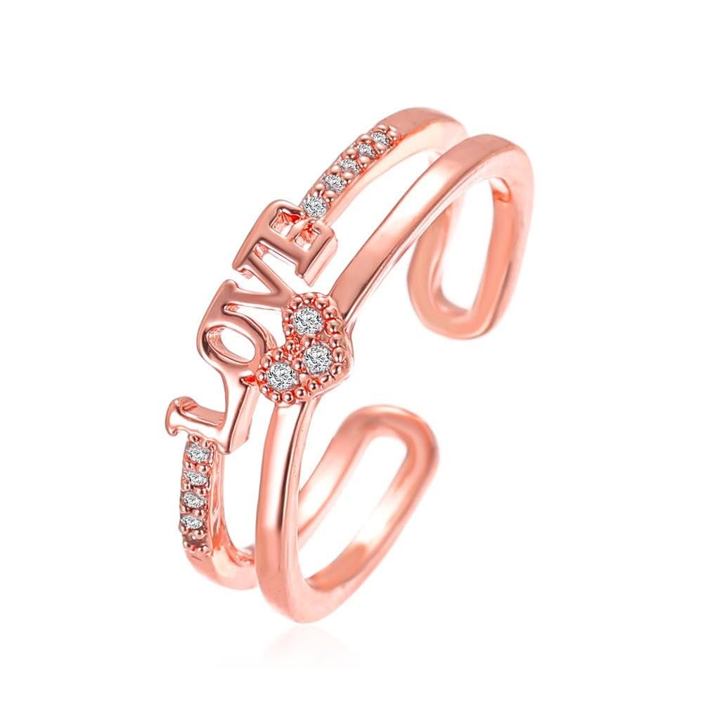 SV Design Imitation Rose Gold ring for women Girls Korean fashion female temperament double diamond Love Ring adjustable-image-27