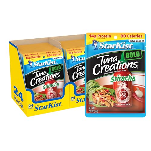 Image of StarKist Tuna Creations BOLD Sriracha Pouch (2.6 oz - 24 Pack) Wild Caught, High Protein Shelf Stable Seafood, Gluten Free, Soy Free, No Draining, Ready to Eat for Salads and Sandwiches