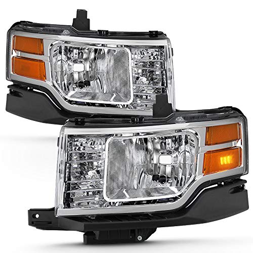 ACANII - For 2009 2010 2011 2012 Ford Flex Chrome Housing Halogen Headlights Headlamps Assembly Driver & Passenger Side