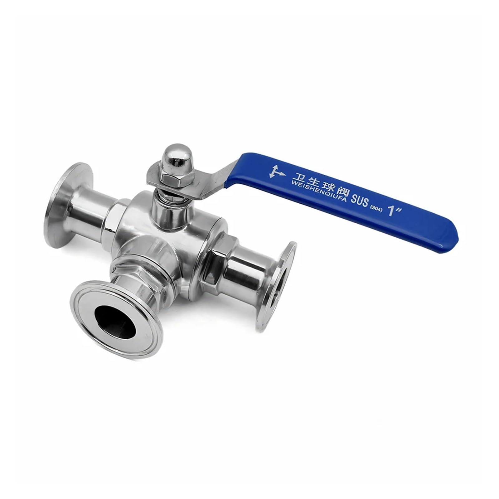 Zawór kulowy sanitarny 3-drogowy ze stali nierdzewnej SS304 — 19–51 mm z tuleją przyłączeniową T/L Tri Clamp 1,5”/2” do żywności farmaceutycznej Homebrew Płyn przemysłowy(T-port,45mm Ferrule 64)