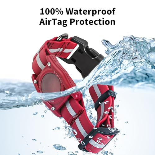 PetIsay Wasserdichtes Hundehalsband mit integriertem AirTag-Halter, IP68-bewertet, reflektierend, verstellbar, Biothane-Halsband für kleine, mittelgroße und große Hunde (Grün, L)