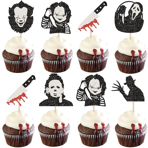 Rsstarxi 24 Pack Have a Killer Birthday Cupcake Toppers Glitter H...