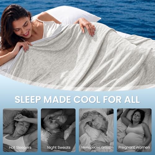 Image of Topcee Cooling Blanket (90 inchx90 inchQueen Size) for Night Sweats Absorbs Heat to Keep Adults Cool on Warm Nights, Q-Max 0.5 Cooling Blankets for Hot Sleepers, Ultra-Cool Lightweight Blanket for Bed