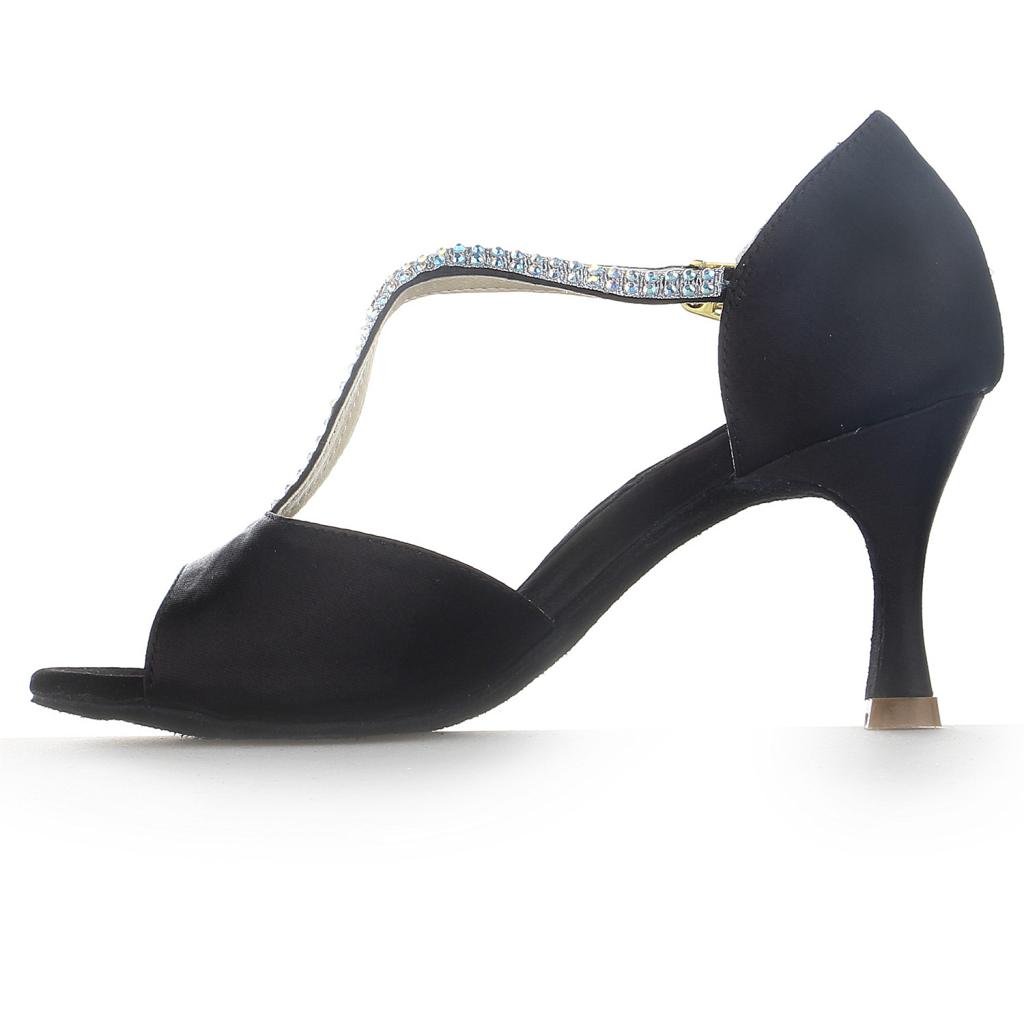 JIA JIA 20520 Sandalias de mujer Tacón acampanado Super Satén Zapatos de baile latino