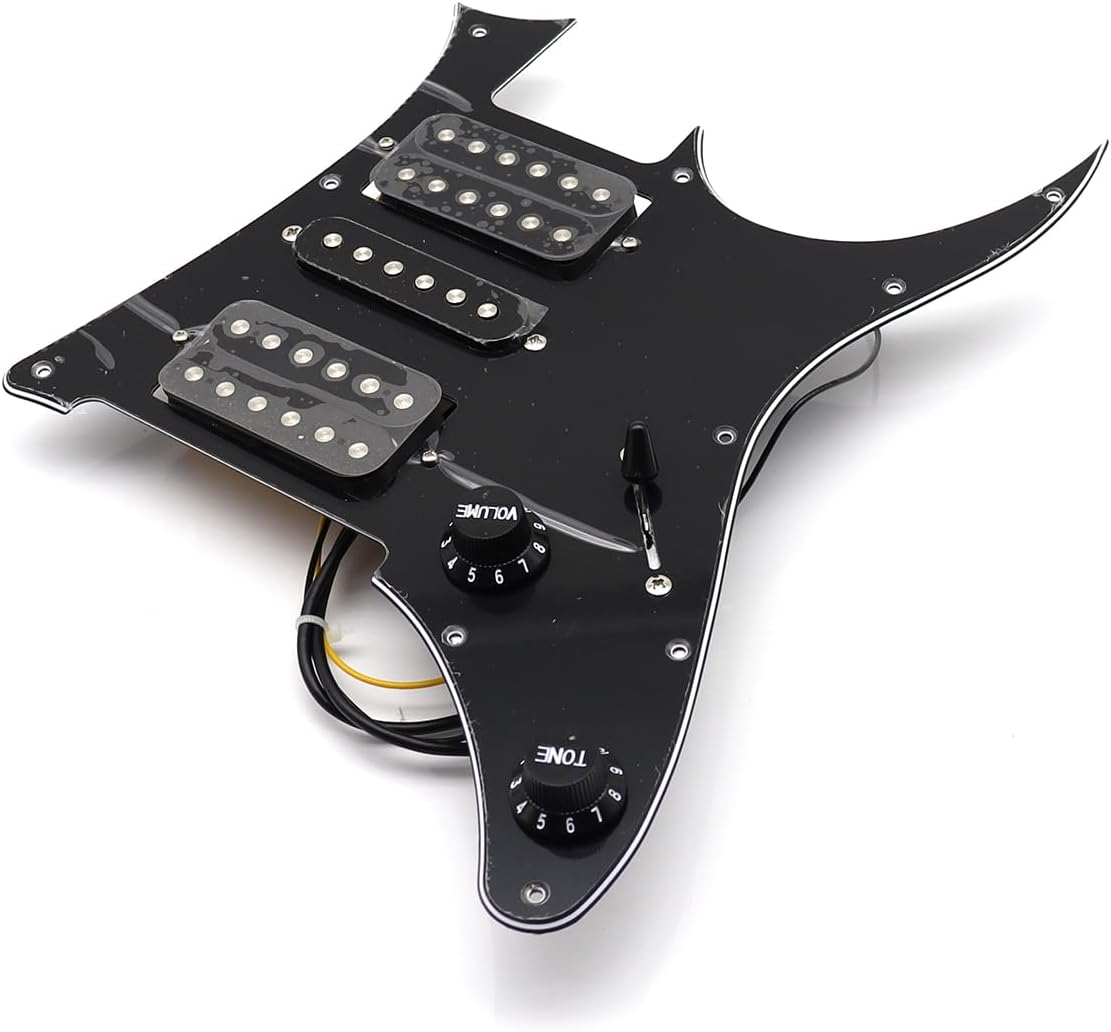 3-Ply Prewired Loaded HSH Guitar Pickups Pickguard for Ibanez Electric Guitar Replacement (Black)