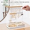DreamGenius Jewelry Organizer Stand with Velvet Ring Holder, 4 Tier Jewelry Holder Organizer with 15 Hooks for Necklaces and 16 Holes for Earrings, White #5
