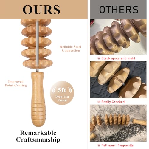 Wood Massage Roller Wood Therapy Massage Tools Body Roller Cellulite Roller Fascia Blaster Muscle Roller Wooden Massager for Lymphatic Drainage, Maderoterapia, Pain Relief(White 12-Wheel) - Image 5