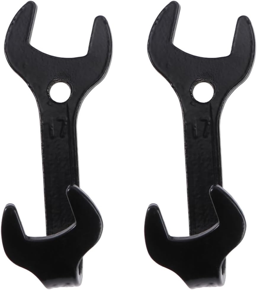 Wrench Shape Clothes Hook 2pcs Iron Black for Kitchen