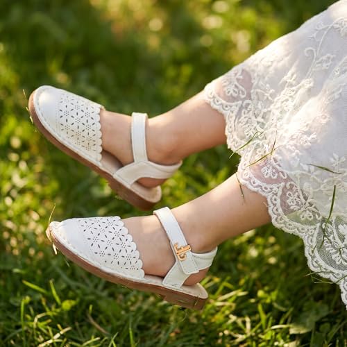 Image of THEE BRON Toddler Floral Cutout Closed Toe Sandals for Girls Breathable Summer Shoes