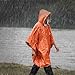 4 Pack Rain Poncho, and Tear Resistant, Retains Body Heat for Camping and Emergencies, Made from PE Material (Orange)