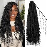 Boho Faux Locs Crochet Hair 24 Inch 8 Packs Soft Locs Curly Ends Bohemian Goddess Locs...