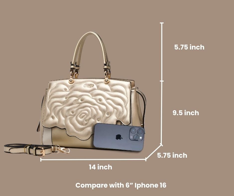 Italy Handbag – Vegan Leather Satchel with Rhinestone Accents & Convertible Strap | U.S.A. Company Ships from L.A.3