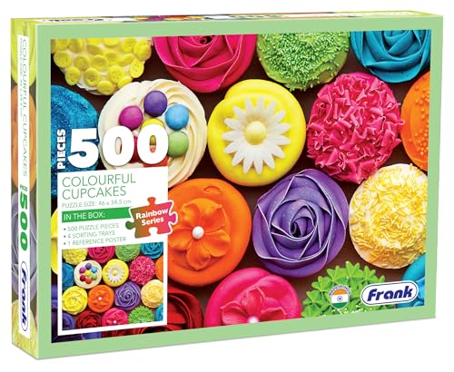 Image of Frank Colourful Cupcakes 500 Piece Jigsaw Puzzle for Adults & Kids Above 10 Years | Fun and Challenging Educational Toys Having Realistic Illustrations | Puzzle Games for Focus & Memory