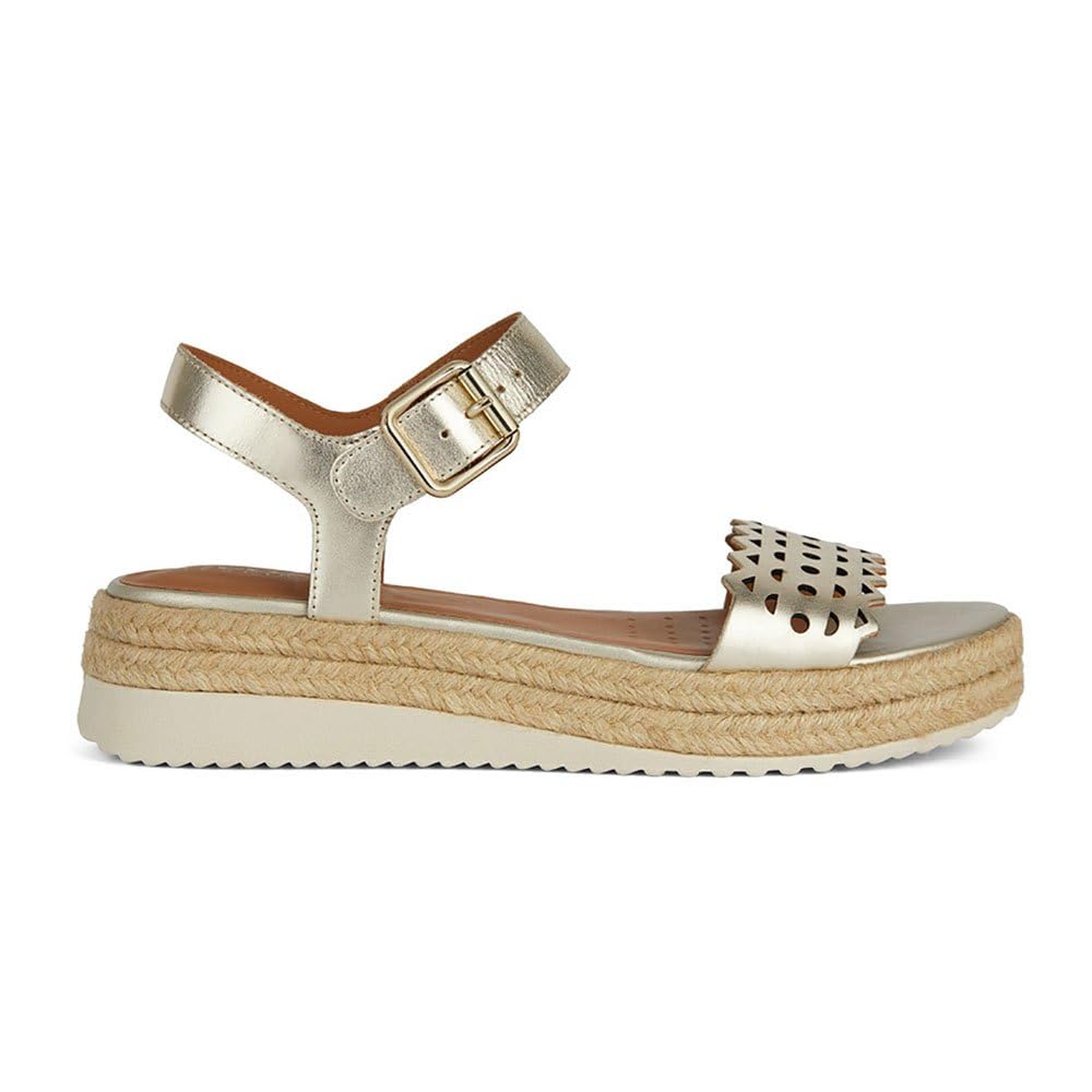 Geox Sandalia para mujer D Eolie A Cuña, LT Gold, 35 EU, Lt Gold, 35 EU