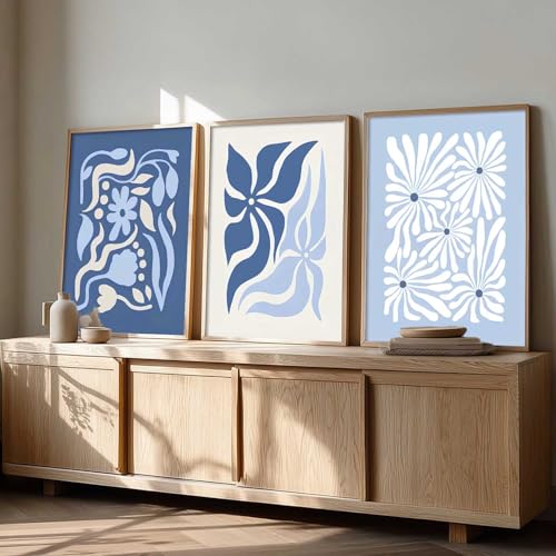 Image of kotart Aesthetic Abstract Floral Art Home Decoration | Boho Floral Paintings With Frame For Living Room Bed Room Hotel Wall Decor Digital Reprint Set of 3 (20x30 Inch)