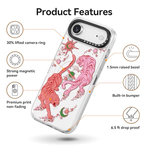 Coque transparente iPhone 17 Air antichoc Magsafe solide motif tigre - 6
